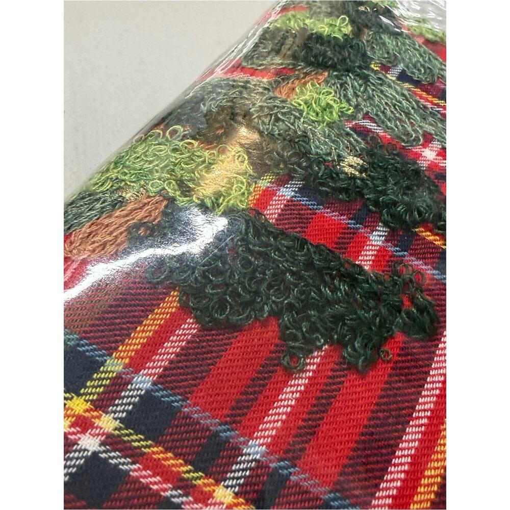 Pottery Barn Elliot KING / CAL Duvet Cover Christmas Tree Embroidered Red Plaid - Picture 3 of 7
